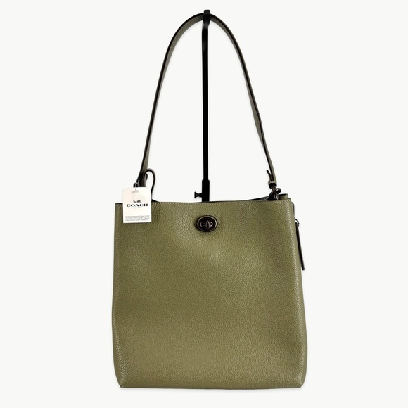 Coach Handbags - Coach Charlie Bucket 21 Crossbody Pebbled Leather Light Fern Green New Classic